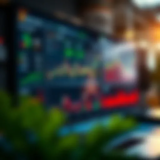 A digital stock portfolio dashboard displaying various metrics and charts.