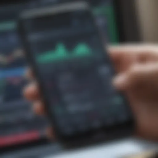 A close-up view of a smartphone displaying a trading app interface