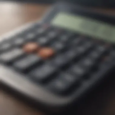 A calculator displaying financial computations