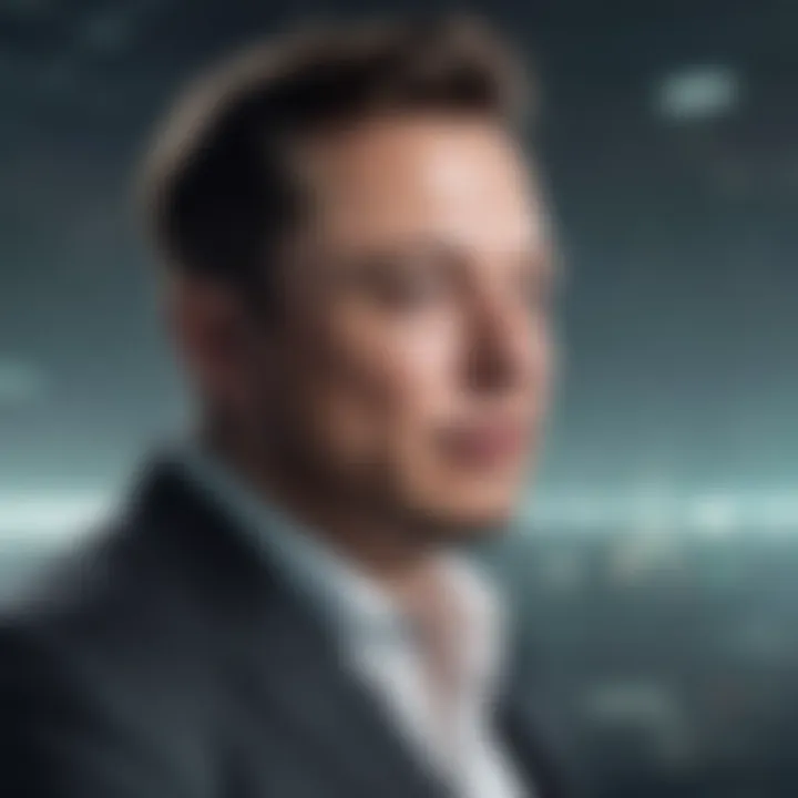 Portrait of Elon Musk with a futuristic background