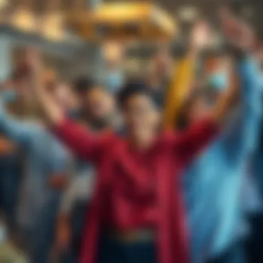 A diverse group of individuals celebrating their real estate achievements