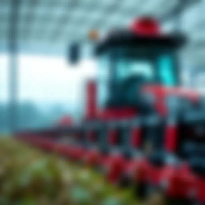 Close-up of advanced farming technology used in modern agriculture