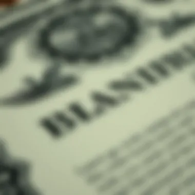 Close-up of a vintage bond certificate showcasing intricate designs