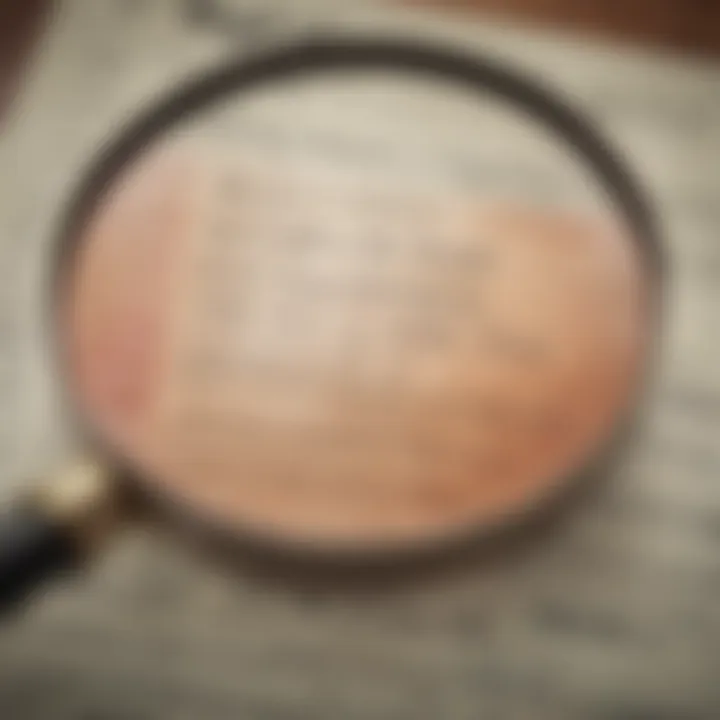 A conceptual illustration of a magnifying glass over a stock market listing.