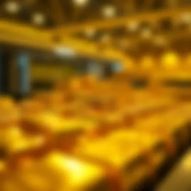 An elegant display of gold bars reflecting light, symbolizing wealth and investment stability.