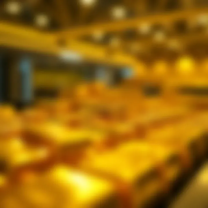 An elegant display of gold bars reflecting light, symbolizing wealth and investment stability.