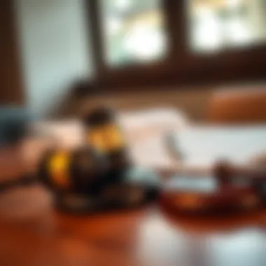 Legal documents and gavel on a table