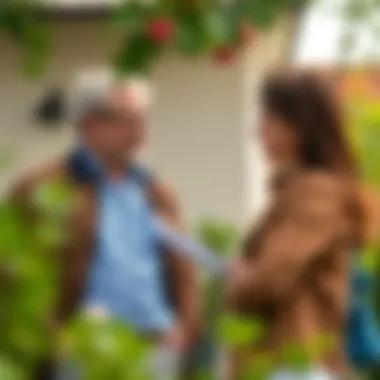 A landlord interacting with potential tenants