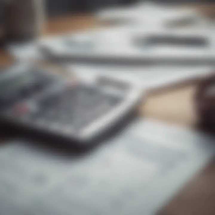 A calculator and financial documents on a table