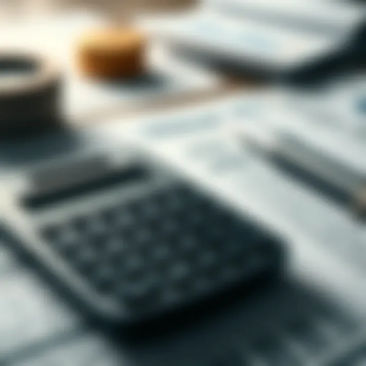Close-up of a financial assessment with a calculator and documents