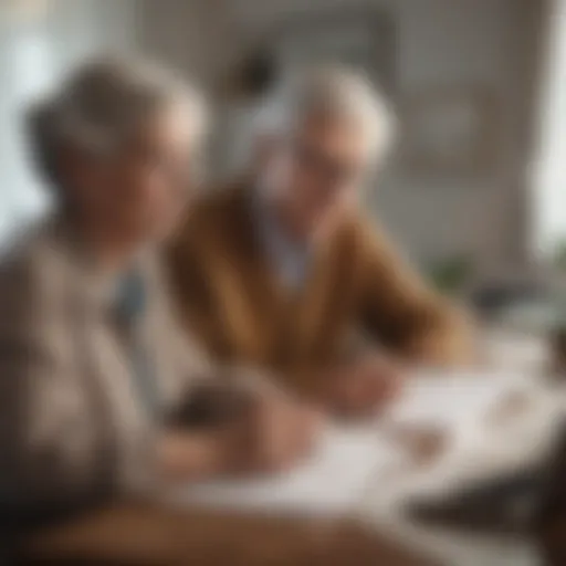 Elderly couple reviewing life insurance options