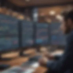 A trader analyzing stock charts on multiple screens