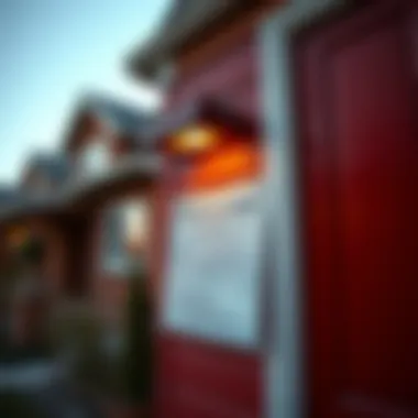 A close-up of a property with a pre-foreclosure notice on the door