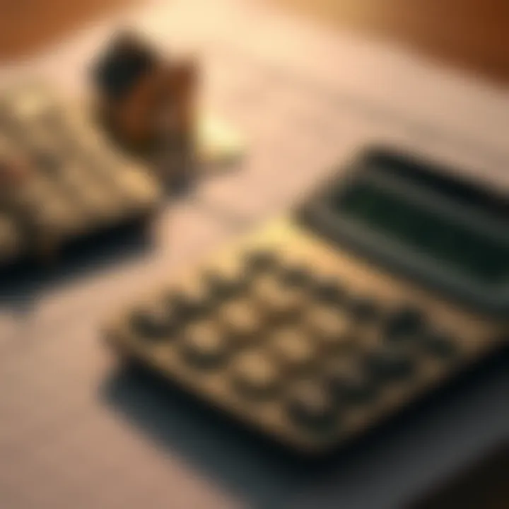 A calculator with financial documents related to home sales