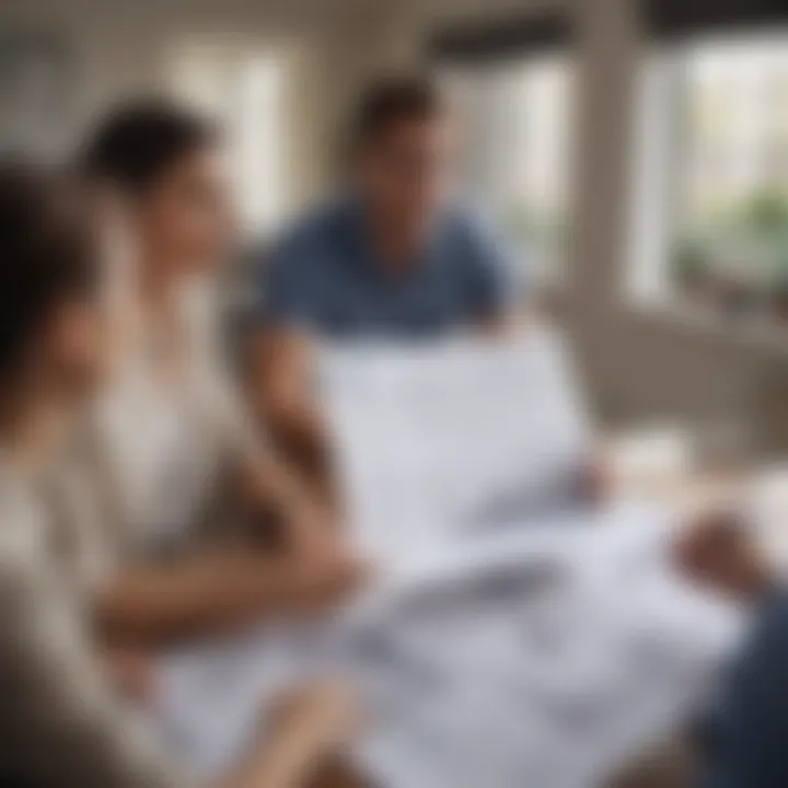 A confident couple reviewing documents and discussing with a real estate agent.