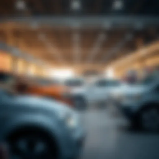 Showcasing Various Vehicles at a Dealership An elegant dealership showcasing various vehicles