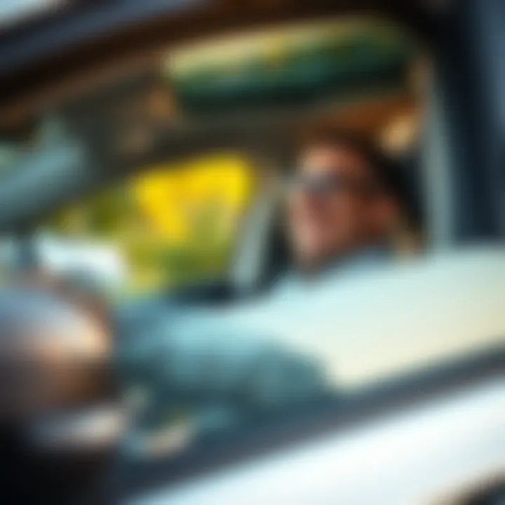 Satisfaction of Driving Away in a New Vehicle A satisfied customer driving away in a new vehicle