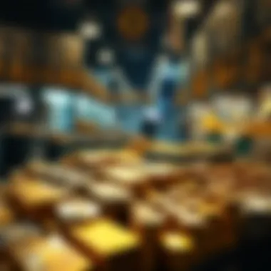 Precious Metals Market A market scene displaying various precious metals for sale