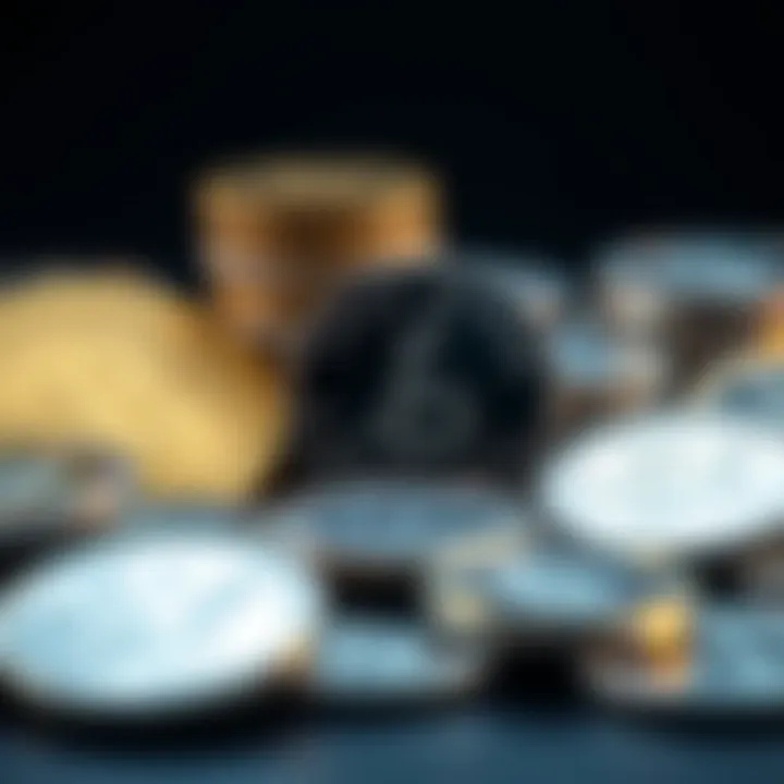 Silver Coins Collection A diverse collection of silver coins arranged artistically