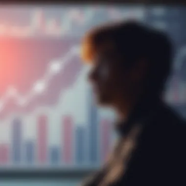 A person contemplating financial growth with charts and graphs in the background