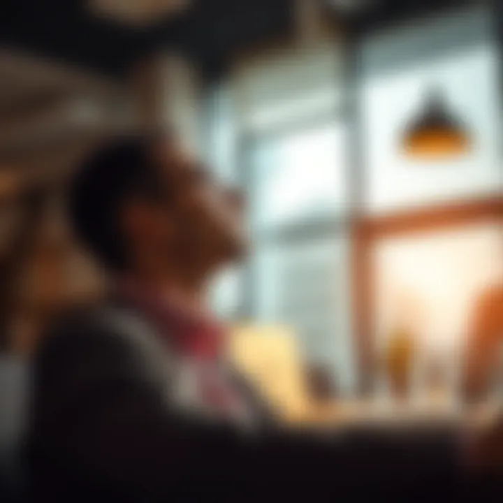 An optimistic individual reflecting on future investments in a modern office