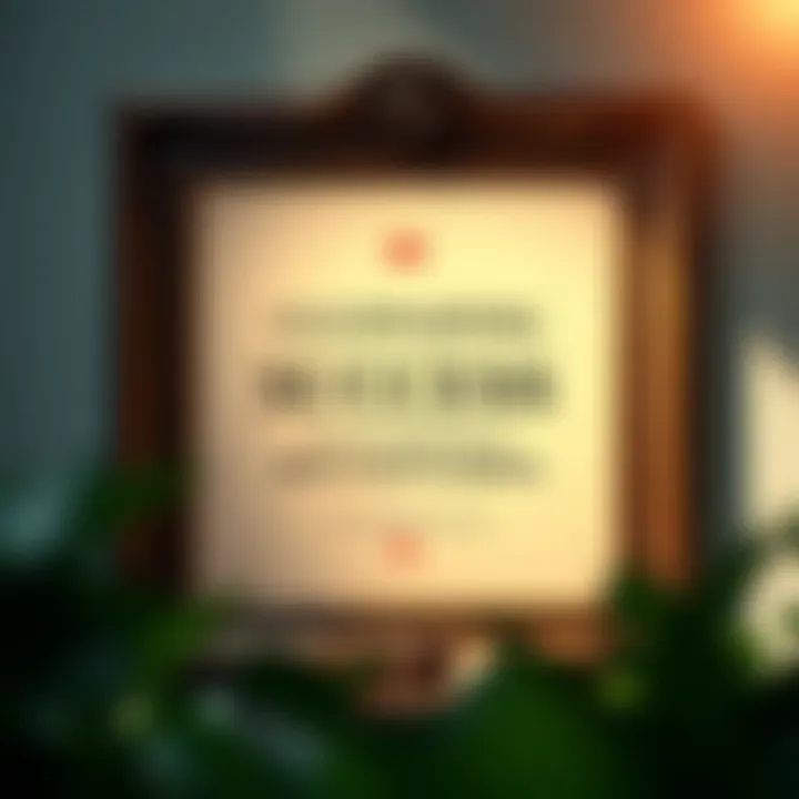 A motivational quote displayed in an elegant frame, inspiring success