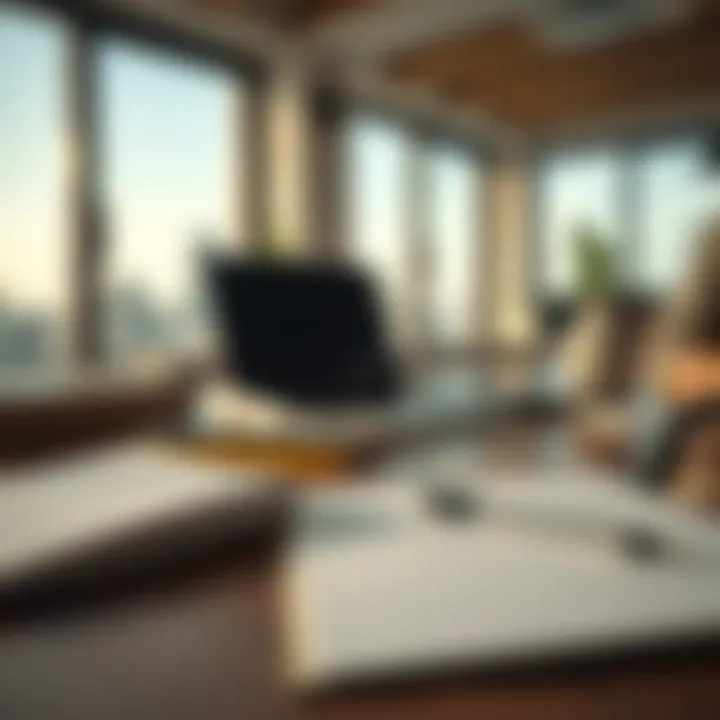 A serene workspace with a notebook, pen, and a laptop symbolizing planning