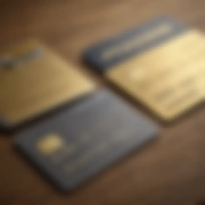 A visual comparison of different premium credit cards with a focus on material characteristics.