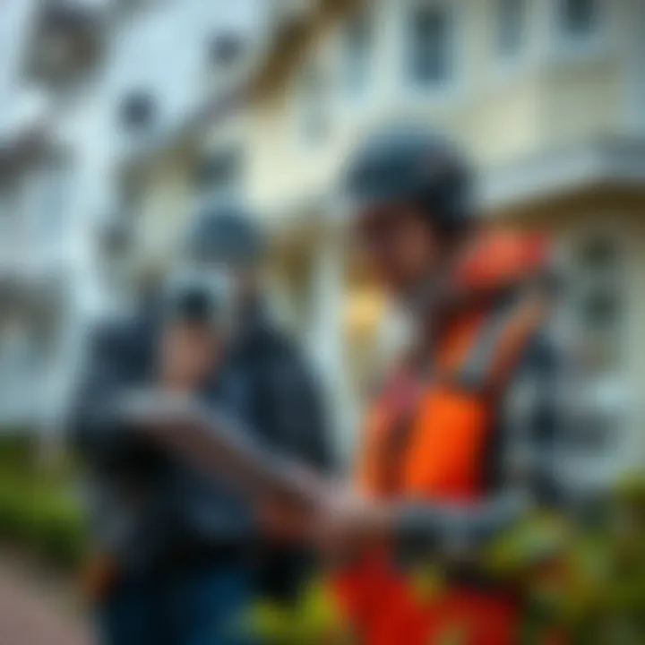 A professional home inspector analyzing a property.