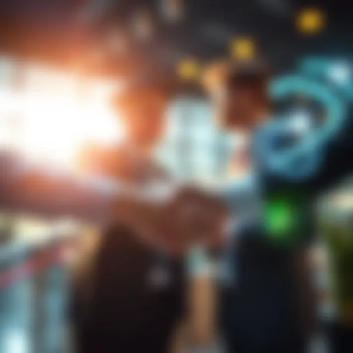 Collaboration Between Investors and Companies Conceptual image of a handshake between investors and companies