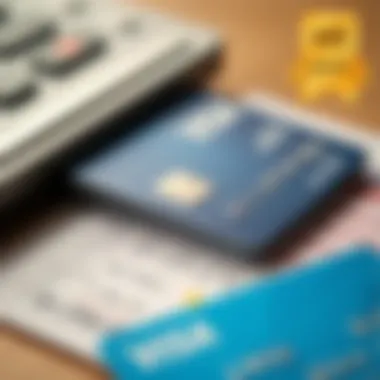 Close-up of a debit card with a bank statement